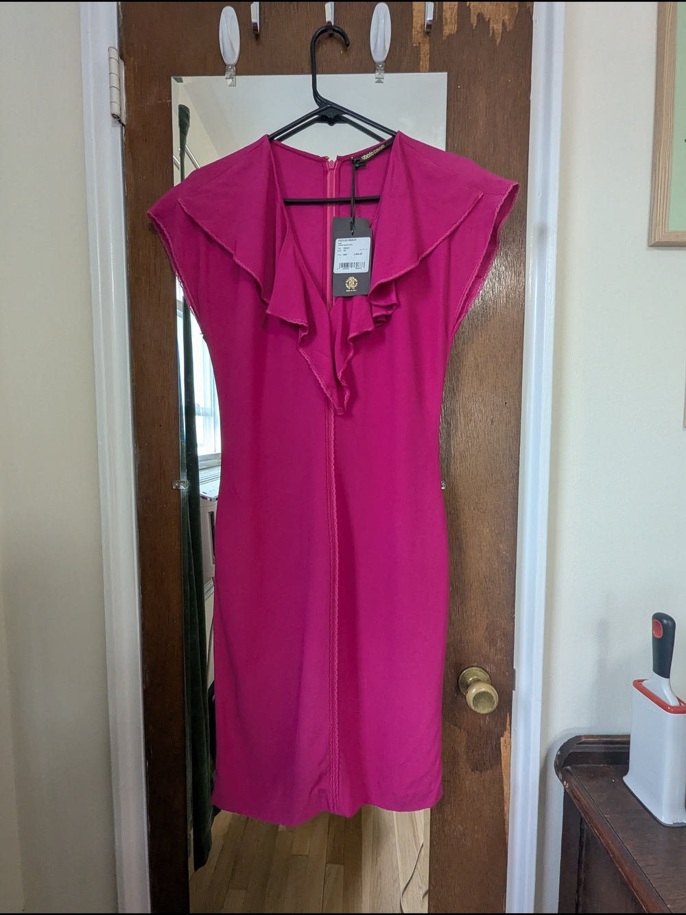 Roberto Cavalli Abita Women's Woven Dress In Fuchsia, Sz 40